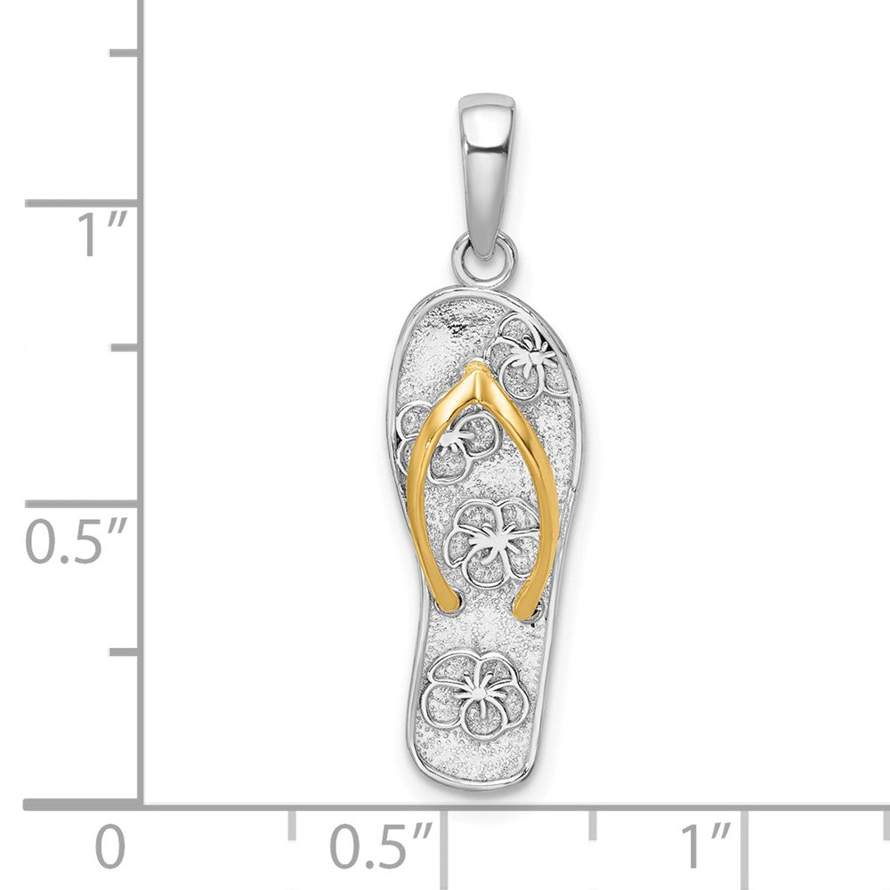 FJC Finejewelers 925 Silver and 14k Yellow Gold  3D Floral Flip-flop with Straps Charm 29 x 8 mm