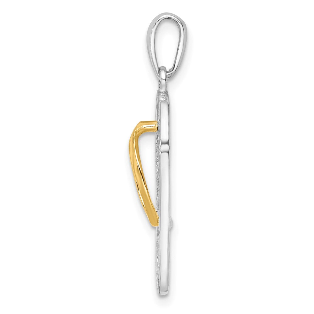 FJC Finejewelers 925 Silver and 14k Yellow Gold  3D Floral Flip-flop with Straps Charm 29 x 8 mm