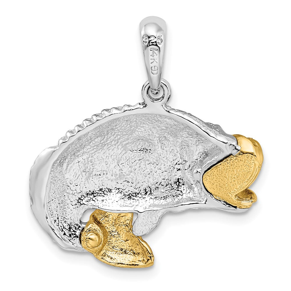 FJC Finejewelers 925 Silver and 14k Yellow Gold Accents  Jumping Bass Charm 28 x 26 mm