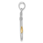 FJC Finejewelers 925 Silver and 14k Yellow Gold Rhodium Plated 3D Fish Hook with Accent Charm 30 x 12 mm