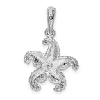 FJC Finejewelers 925 Silver and 14k Yellow Gold  Textured Starfish with Accent Charm 27 x 17 mm