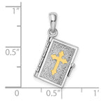 FJC Finejewelers 925 Silver Texture Lords Prayer Bible with Cross Charm 23 x 13 mm