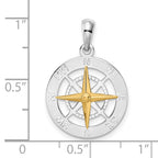 FJC Finejewelers 925 Silver and 14k Yellow Gold Accents Small Compass with Needle Charm 25 x 17 mm