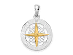 FJC Finejewelers 925 Silver and 14k Yellow Gold Accents Small Compass with Needle Charm 25 x 17 mm