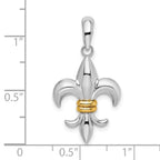FJC Finejewelers 925 Silver and 14k Yellow Gold  Polished Fleur de Lis with Accent Charm 16 mm