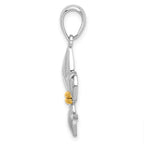 FJC Finejewelers 925 Silver and 14k Yellow Gold  Polished Fleur de Lis with Accent Charm 16 mm