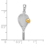 FJC Finejewelers 925 Silver and 14k Yellow Gold d Polished Tennis Racquet with Ball Charm 11 mm