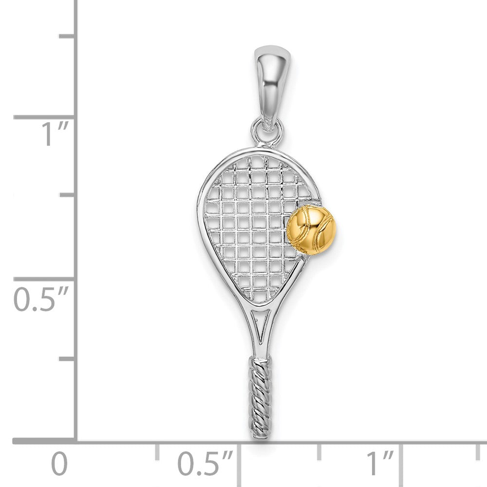 FJC Finejewelers 925 Silver and 14k Yellow Gold d Polished Tennis Racquet with Ball Charm 11 mm