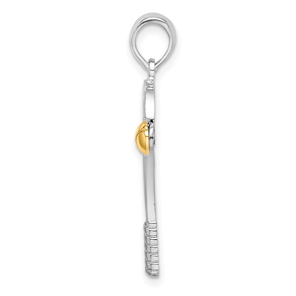 FJC Finejewelers 925 Silver and 14k Yellow Gold d Polished Tennis Racquet with Ball Charm 11 mm