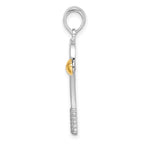 FJC Finejewelers 925 Silver and 14k Yellow Gold d Polished Tennis Racquet with Ball Charm 11 mm