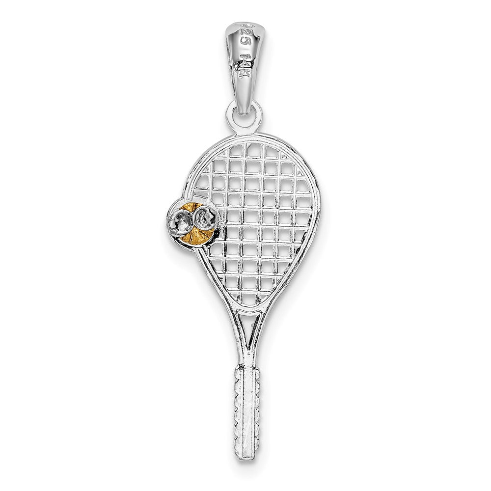 FJC Finejewelers 925 Silver and 14k Yellow Gold d Polished Tennis Racquet with Ball Charm 11 mm