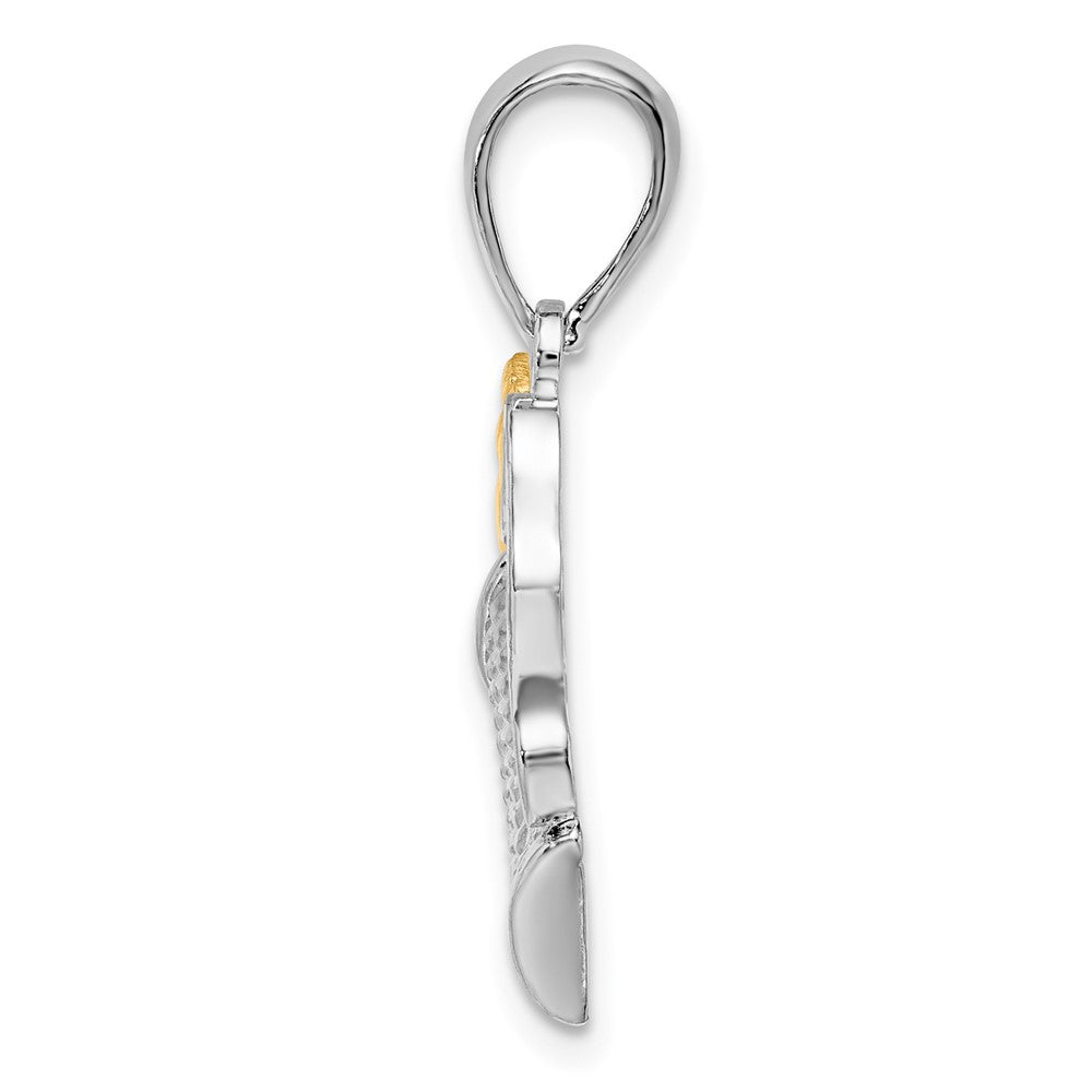 FJC Finejewelers 925 Silver and 14k Yellow Gold Rhodium Plated Polished Golf Bag with Clubs Charm 23 mm