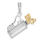FJC Finejewelers 925 Silver and 14k Yellow Gold Rhodium Plated Polished Golf Bag with Clubs Charm 23 mm