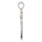 FJC Finejewelers 925 Silver and 14k Yellow Gold Rhodium Plated Polished Dragonfly with Accent Charm 29 mm