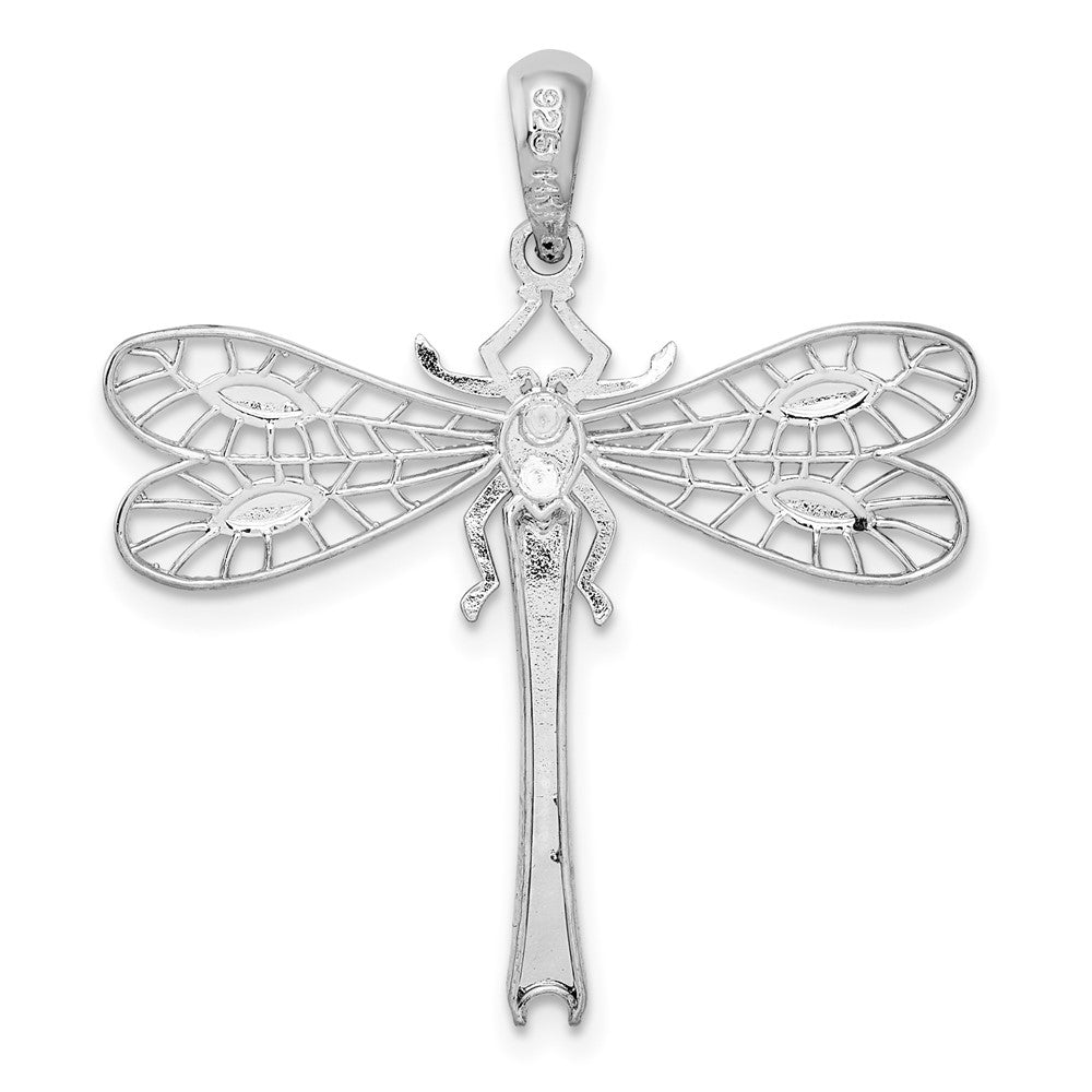FJC Finejewelers 925 Silver and 14k Yellow Gold Rhodium Plated Polished Dragonfly with Accent Charm 29 mm