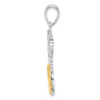 FJC Finejewelers 925 Silver and 14k Yellow Gold Rhodium Plated Polished Net with Basketball Charm 22 mm