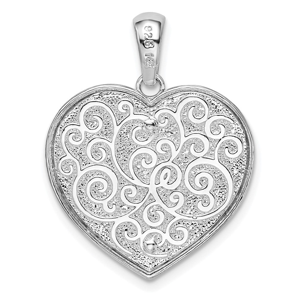FJC Finejewelers 925 Silver and 14k Yellow Gold Accent  Rhodium Plated Polished Heart Charm