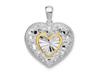 FJC Finejewelers 925 Silver and 14k Yellow Gold Accent  Rhodium Plated Polished Heart Charm