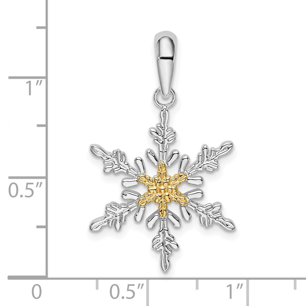 FJC Finejewelers 925 Silver and 14k Yellow Gold Rhodium Plated Lacey Snowflake with Center Charm 18 mm