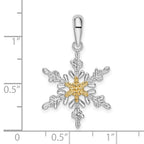 FJC Finejewelers 925 Silver and 14k Yellow Gold Rhodium Plated Lacey Snowflake with Center Charm 18 mm
