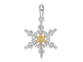 FJC Finejewelers 925 Silver and 14k Yellow Gold Rhodium Plated Lacey Snowflake with Center Charm 18 mm