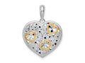 FJC Finejewelers 925 Silver and 14k Yellow Gold Accent  Rhodium Plated Fancy Heart Charm