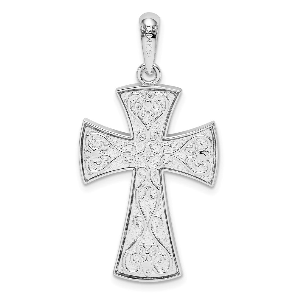 FJC Finejewelers 925 Silver Polished Fancy Cross with Accent Charm 19 mm
