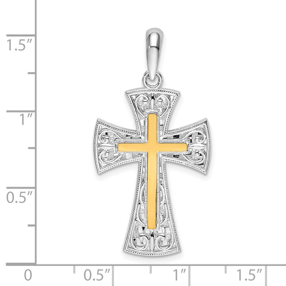 FJC Finejewelers 925 Silver Polished Fancy Cross with Accent Charm 19 mm