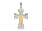 FJC Finejewelers 925 Silver Polished Fancy Cross with Accent Charm 19 mm