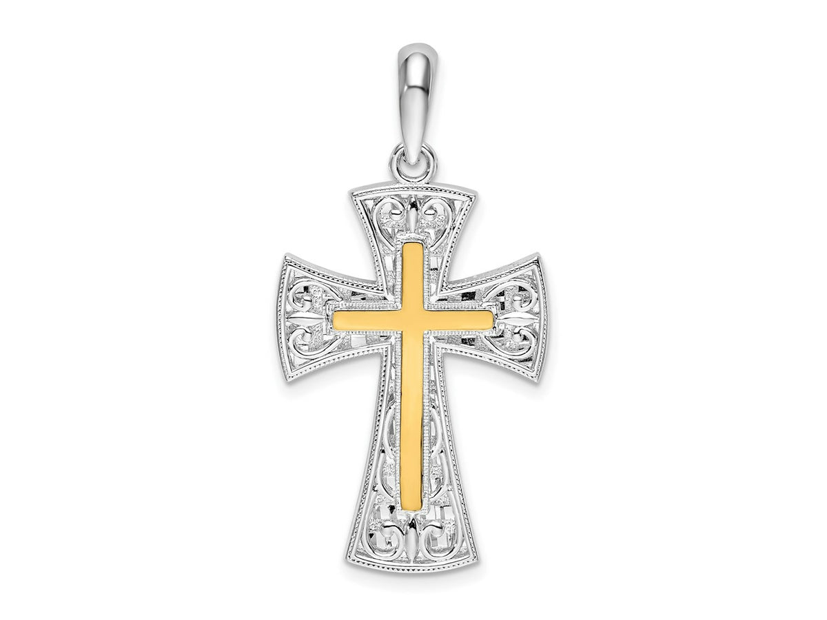 FJC Finejewelers 925 Silver Polished Fancy Cross with Accent Charm 19 mm