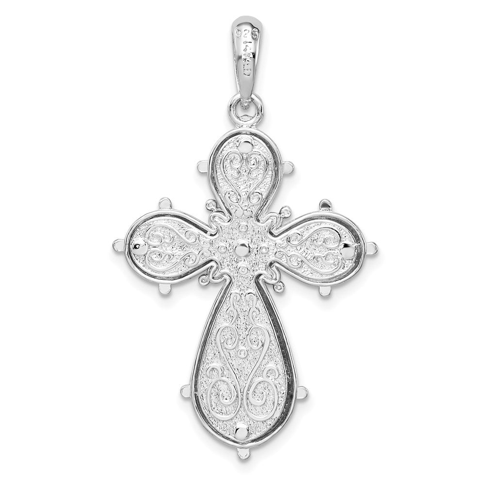FJC Finejewelers 925 Silver and 14k Yellow Accent Gold d Polished Filigree Cross Charm 24 mm