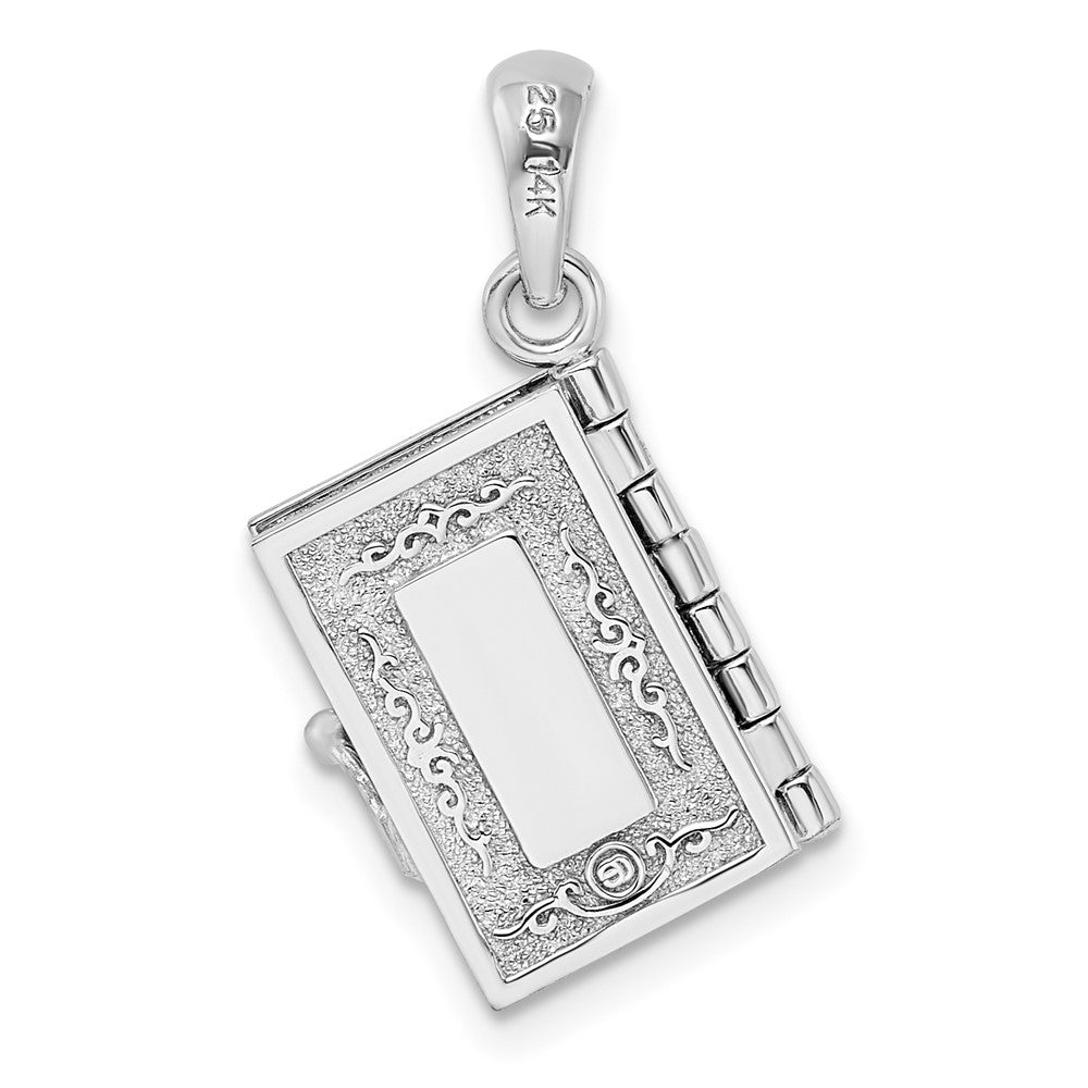 FJC Finejewelers 925 Silver and 14k Yellow Gold Rhod-plted 3D Lords Prayer Holy Bible with Charm 24 x 13 mm
