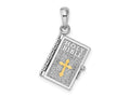 FJC Finejewelers 925 Silver and 14k Yellow Gold Rhod-plted 3D Lords Prayer Holy Bible with Charm 24 x 13 mm