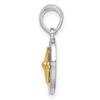 FJC Finejewelers 925 Silver and 14k Yellow Gold Polished Mini Compass with Needle Charm 19 x 12 mm