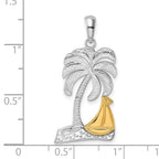 FJC Finejewelers 925 Silver and 14k Yellow Gold Accent Polished Palm Tree with Sailboat Charm 23 x 14 mm