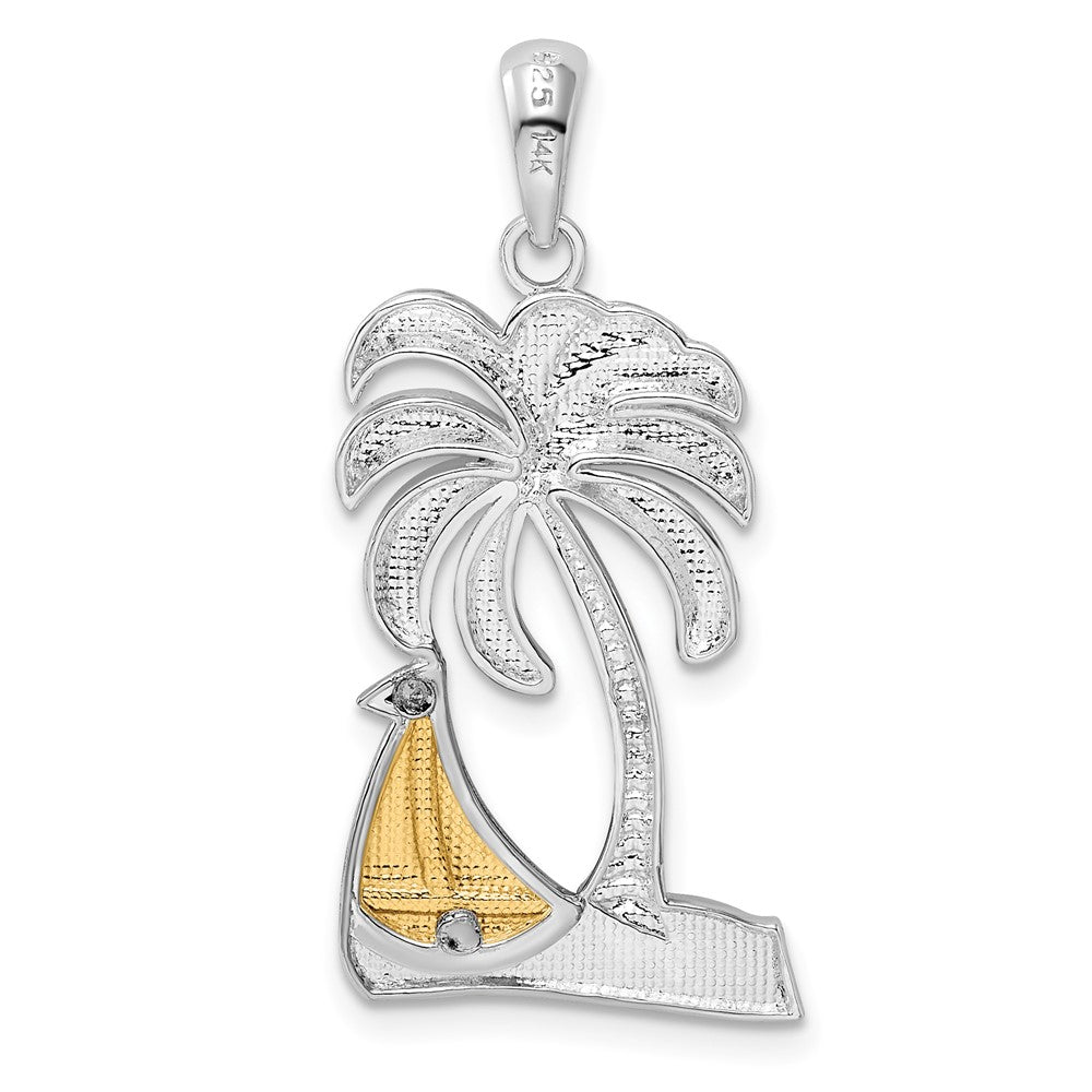 FJC Finejewelers 925 Silver and 14k Yellow Gold Accent Polished Palm Tree with Sailboat Charm 23 x 14 mm