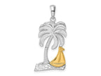 FJC Finejewelers 925 Silver and 14k Yellow Gold Accent Polished Palm Tree with Sailboat Charm 23 x 14 mm