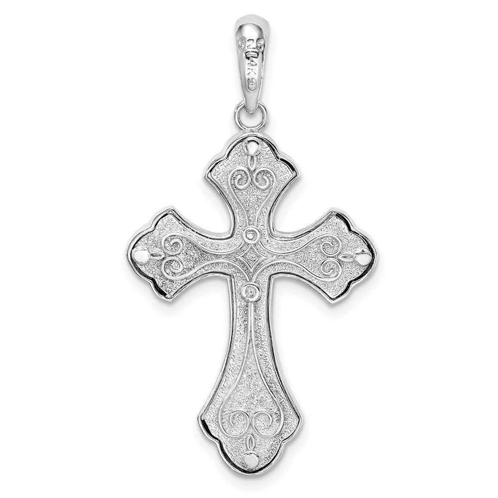 FJC Finejewelers 925 Silver and 14k Yellow Accent Gold d Filigree Budded Cross Charm 20 mm