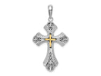 FJC Finejewelers 925 Silver and 14k Yellow Accent Gold d Filigree Budded Cross Charm 20 mm