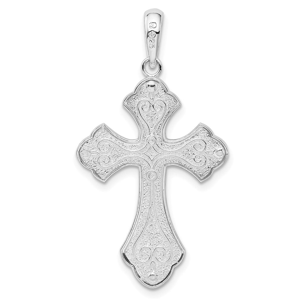 FJC Finejewelers 925 Silver and 14k Yellow Gold Bright Cut Budded Cross with Accent Charm 20 mm