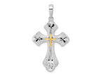 FJC Finejewelers 925 Silver and 14k Yellow Gold Bright Cut Budded Cross with Accent Charm 20 mm