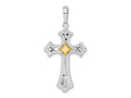 FJC Finejewelers 925 Silver and 14k Yellow Gold Accent Bright Cut Fleur de Lis Cross Charm 18 mm