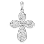 FJC Finejewelers 925 Silver and 14k Yellow Gold Accent Bright Cut Heart Cross Charm 23 mm
