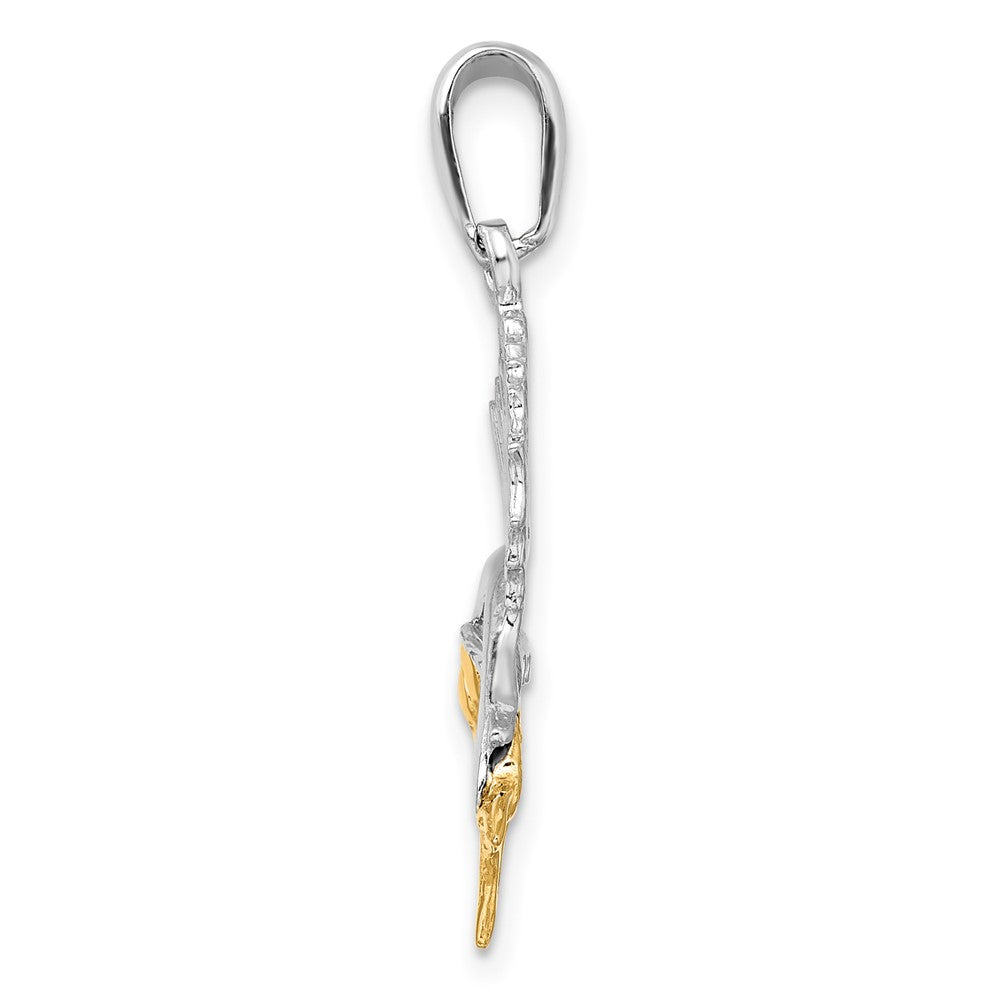 FJC Finejewelers 925 Silver and 14k Yellow Gold Accents Polished Sailfish Charm 28 x 31 mm