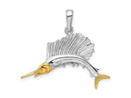 FJC Finejewelers 925 Silver and 14k Yellow Gold Accents Polished Sailfish Charm 28 x 31 mm