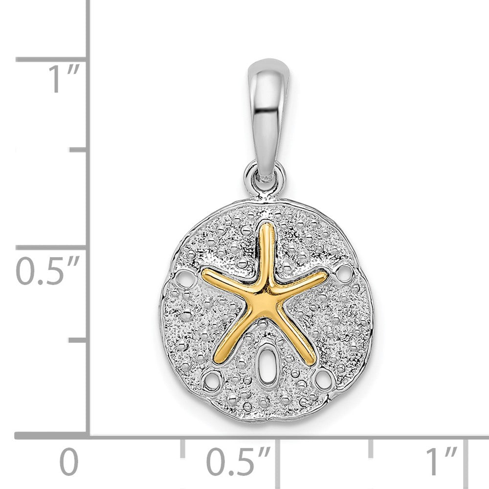 FJC Finejewelers 925 Silver and 14k Yellow Gold Accents Textured Sand Dollar with Starfish Charm