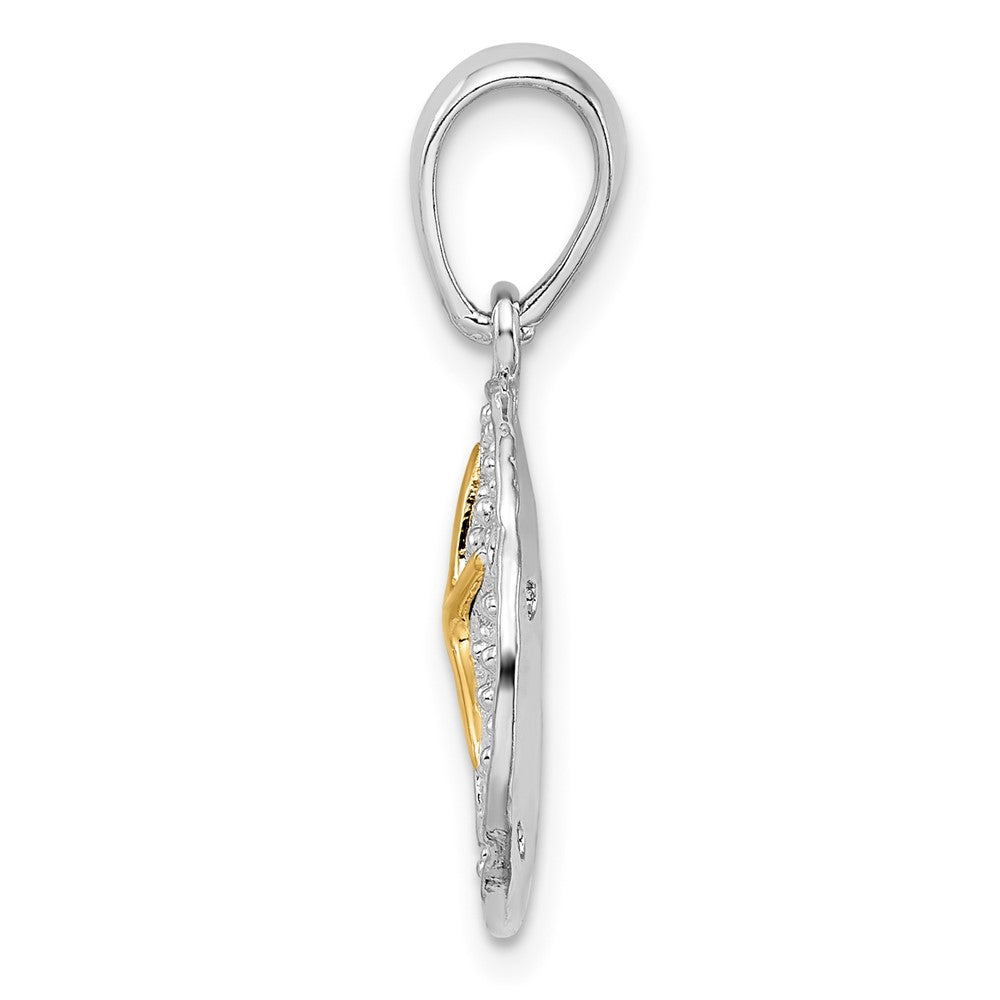 FJC Finejewelers 925 Silver and 14k Yellow Gold Accents Textured Sand Dollar with Starfish Charm