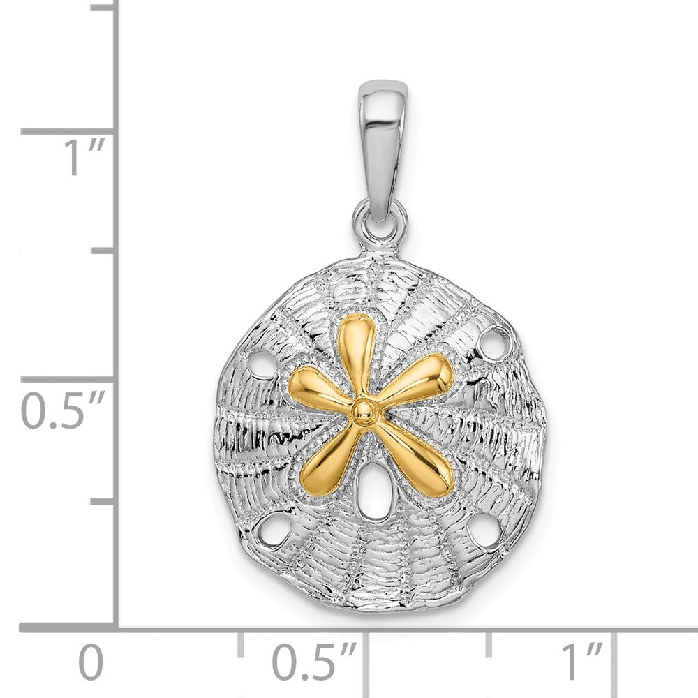 FJC Finejewelers 925 Silver and 14k Yellow Gold Accent Textured Sand Dollar Charm 27 x 17 mm