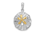 FJC Finejewelers 925 Silver and 14k Yellow Gold Accent Textured Sand Dollar Charm 27 x 17 mm
