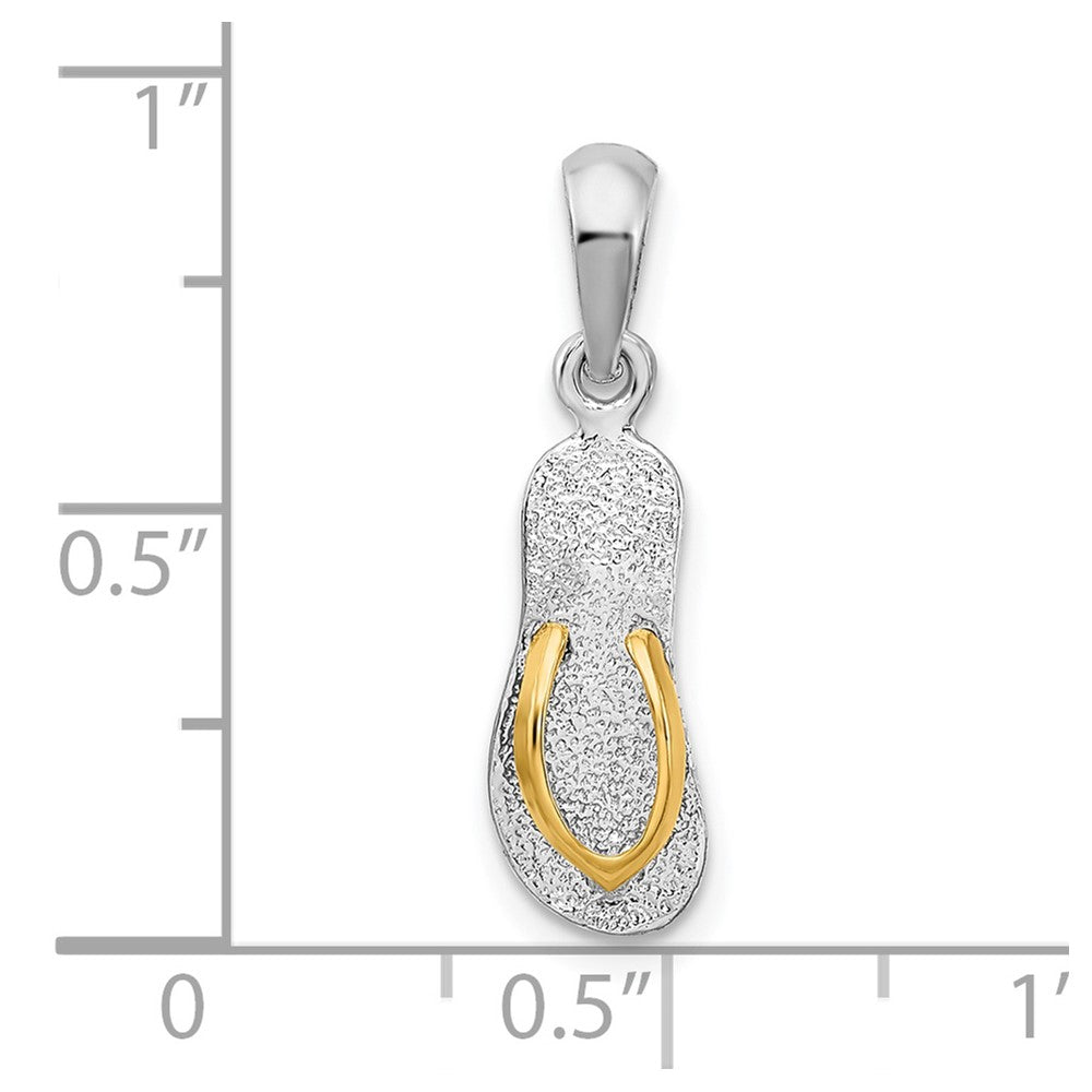 FJC Finejewelers 925 Silver and 14k Yellow Gold Accent  Textured 3D Flip-flop Charm 23 x 6 mm